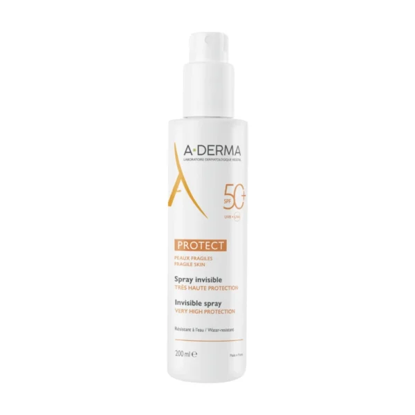 A-Derma Protect невидим слънцезащитен спрей SPF50+ за лице и тяло, 200 мл