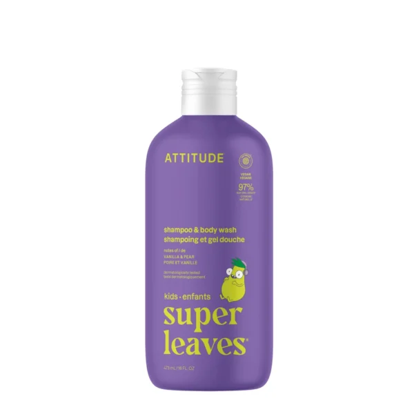 Attitude Super Leaves шампоан и душ гел 2 в 1 с ванилия и круша, 473 мл