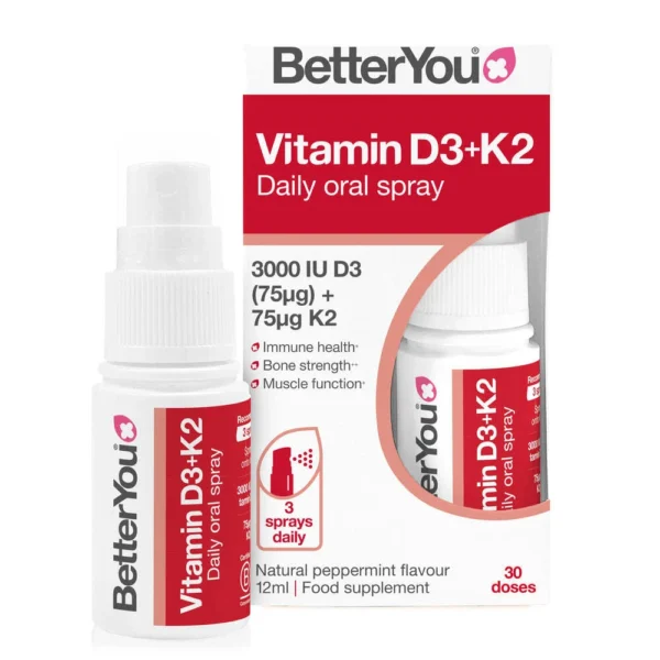 BetterYou Vitamin D3 3000 IU + K2 ежедневен орален спрей, 12 мл