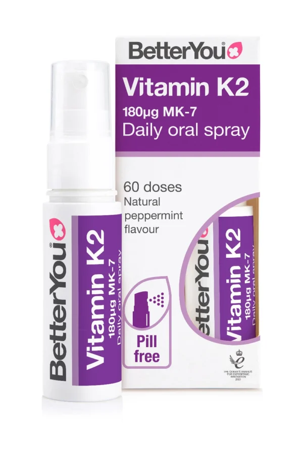 BetterYou Vitamin K2 180 мкг MK-7 ежедневен орален спрей, 25 мл