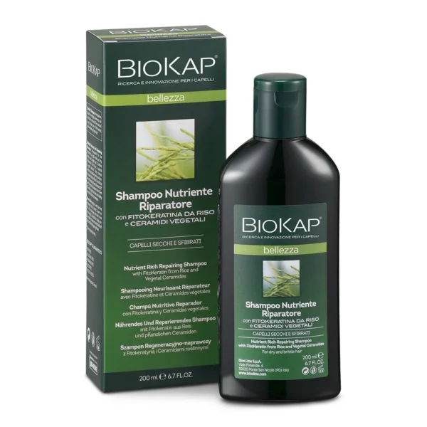 BioKap Bellezza подхранващ възстановяващ шампоан с фитокератин от ориз, 200 мл