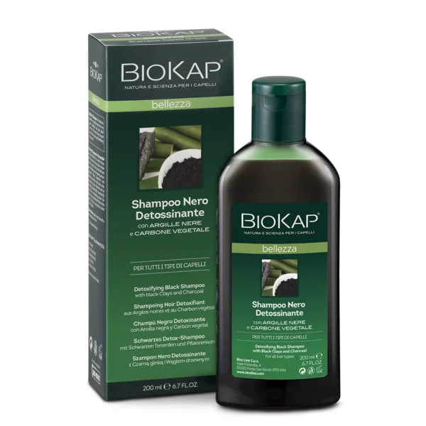 BioKap Bellezza шампоан с черна глина и активен въглен, 200 мл
