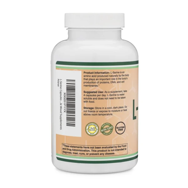 Double Wood Supplements L-серин 500 мг, 180 капсули — снимка 3