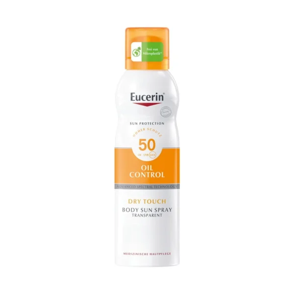 Eucerin Sun Oil Control прозрачен слънцезащитен спрей за тяло Dry Touch SPF 50, 200 мл