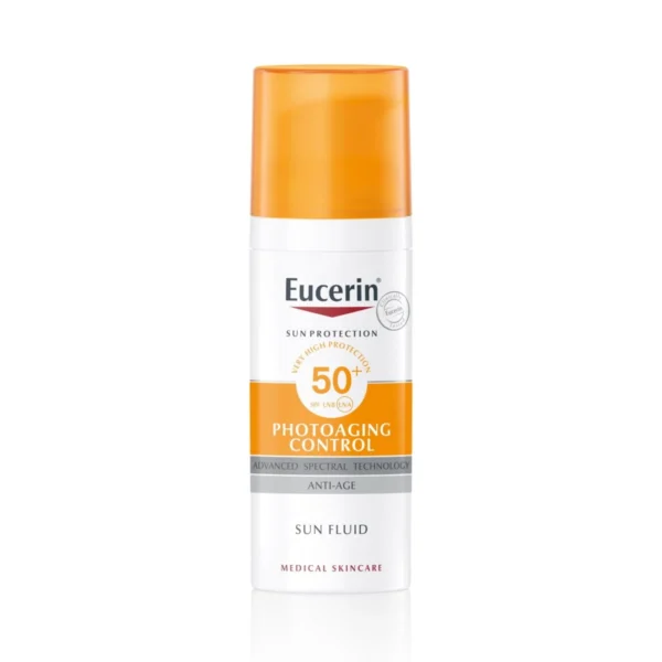 Eucerin Sun слънцезащитен флуид за лице за контрол на фотостареенето SPF 50, 50 мл