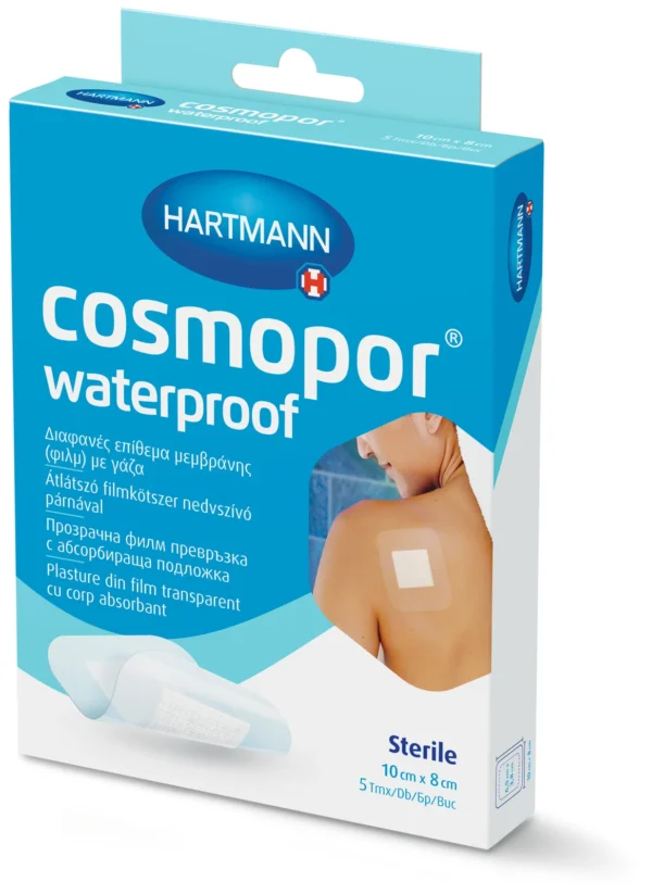 Hartmann Cosmopor Waterproof водоустойчива стерилна превръзка за рани, 10 x 8 см, 5 бр.