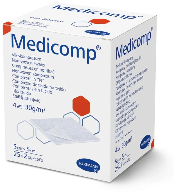 Hartmann Medicomp стерилни компреси от нетъкан текстил, 5 x 5 см, 25 x 2 бр.