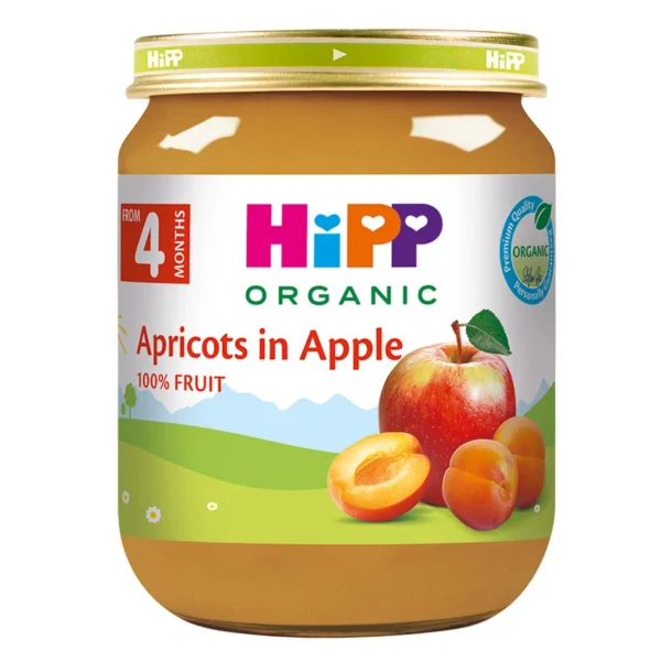 HiPP БИО плодово пюре от кайсии и ябълки, 125 г