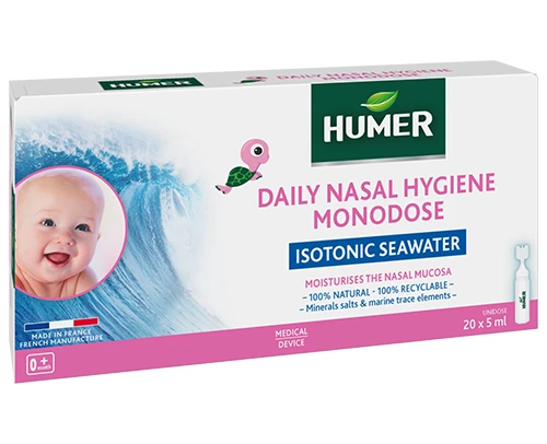 Humer изотоничен разтвор от морска вода, монодози 18 x 5 мл