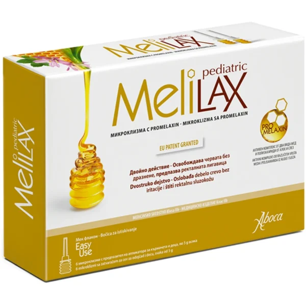 MeliLax Pediatric микроклизма с Promelaxin за кърмачета и деца, 6 x 5 г