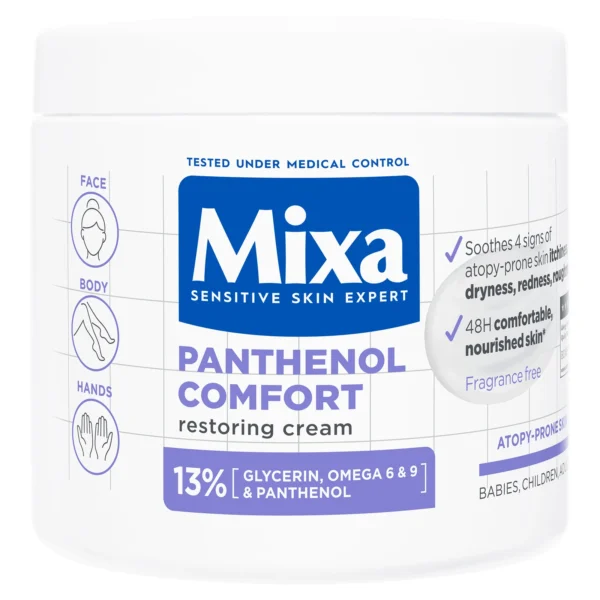 Mixa Panthenol Comfort възстановяващ крем за лице, ръце и тяло, 400 мл