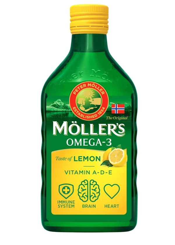 Möller's Omega-3 рибено масло с вкус на лимон, 250 мл