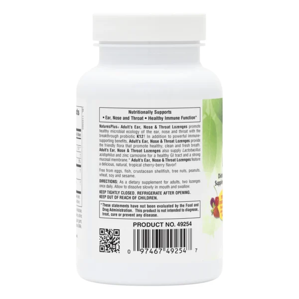 NaturesPlus Adult's Ear, Nose & Throat лозенги за възрастни, 60 броя — снимка 3