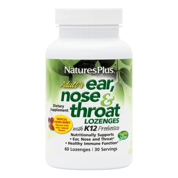 NaturesPlus Adult's Ear, Nose & Throat лозенги за възрастни, 60 броя