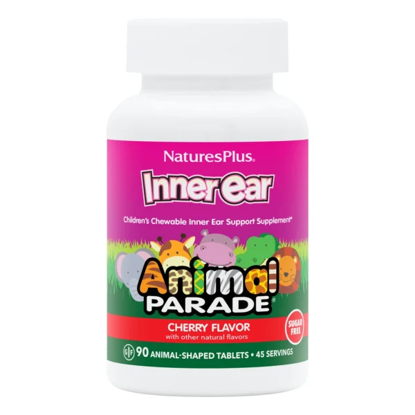 NaturesPlus Animal Parade Inner Ear дъвчащи таблетки за деца с вкус на череша, 90 бр.