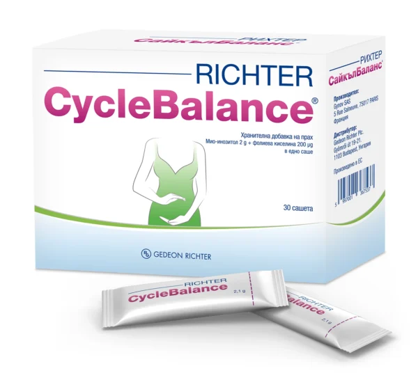Richter CycleBalance хранителна добавка с мио-инозитол и фолиева киселина, 30 сашета