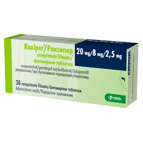 Роксипер 20 mg/8 mg/2.5 mg филмирани таблетки, 30 бр.