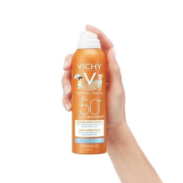 Vichy Capital Soleil детски слънцезащитен спрей мист против полепване на пясък SPF 50+, 200 мл — снимка 2