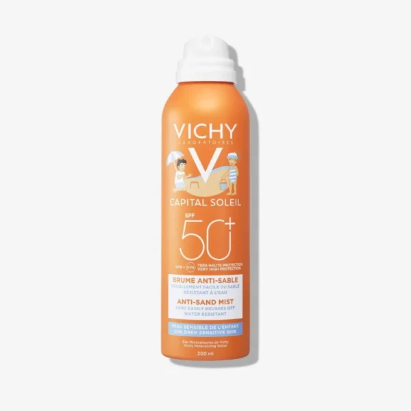 Vichy Capital Soleil детски слънцезащитен спрей мист против полепване на пясък SPF 50+, 200 мл