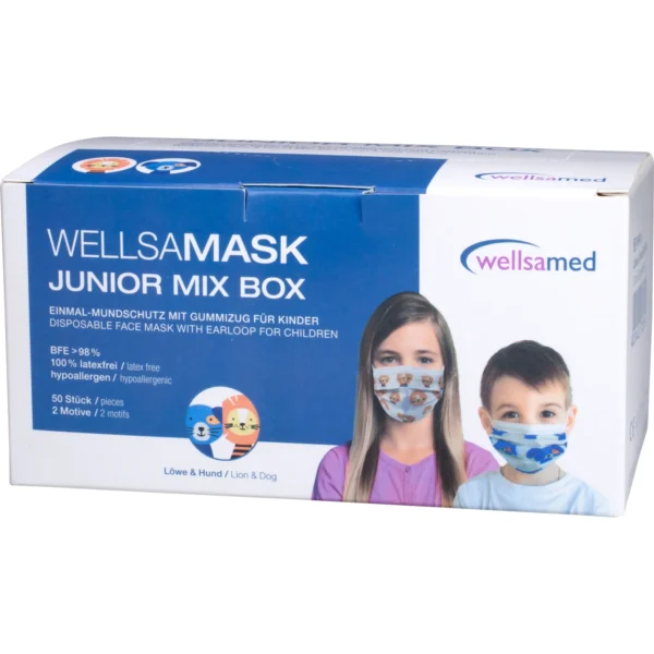 Wellsamed Wellsamask Junior Mix Box детски предпазни маски с ластик, 50 бр. — снимка 2