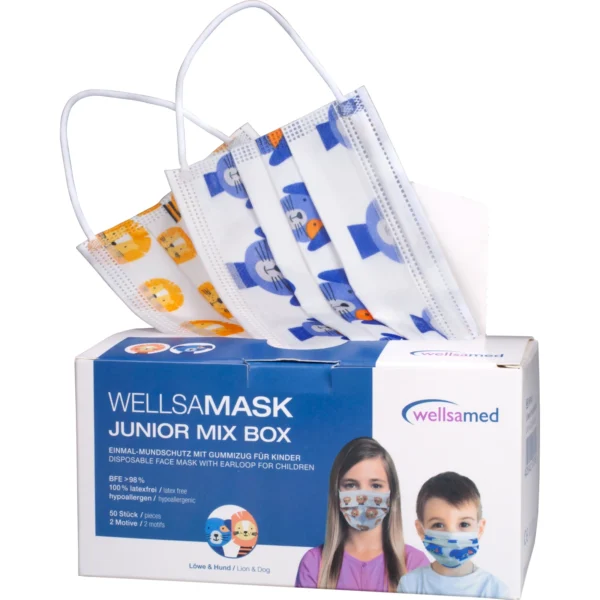 Wellsamed Wellsamask Junior Mix Box детски предпазни маски с ластик, 50 бр.