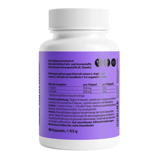 ZeinPharma L-аргинин 250 мг + L-цитрулин 250 мг, 90 капсули — снимка 2