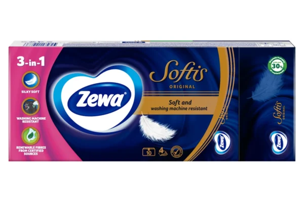 Zewa Softis Original носни кърпички без аромат, 10 пакетчета